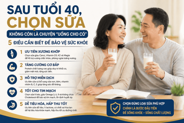Sau tuổi 40, chọn sữa không còn là chuyện “uống cho có”: 5 điều cần biết để bảo vệ sức khỏe