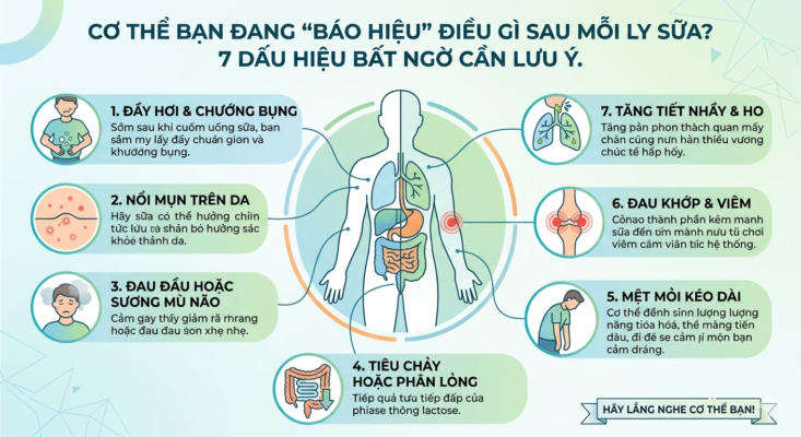 Cơ thể bạn đang “báo hiệu” điều gì sau mỗi ly sữa? 7 dấu hiệu bất ngờ cần lưu ý
